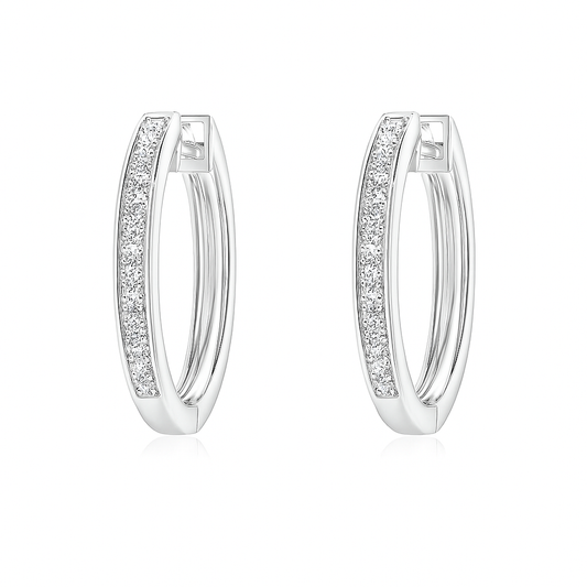 0.50CT Lab-Grown Pave-Set Diamond Hinged Hoop Earrings