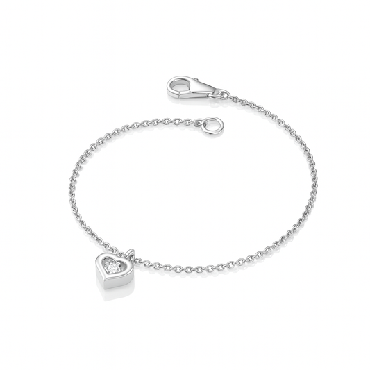 Channel Setting Round Lab Grown Charm Delicate Heart Shape Bracelet