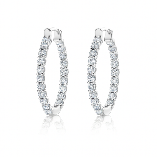 1Cts Lab-Grown Diamond Prong-Set Round Inside Out Hoop Earrings