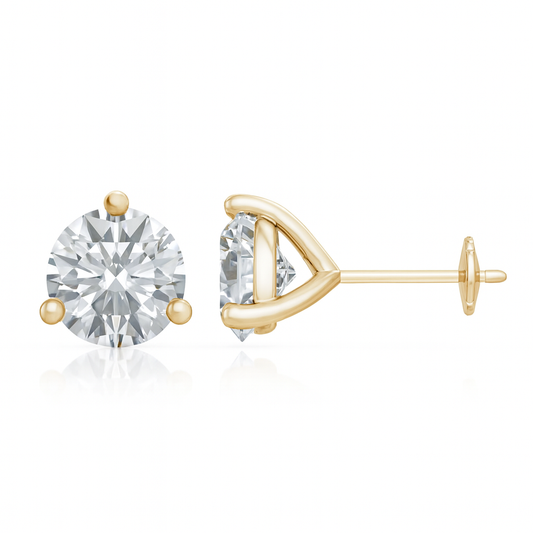 Lab-Grown Round Diamond Prong-Set Martini Stud Earrings
