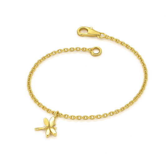 Butterfly Charm Solid Gold Bracelet