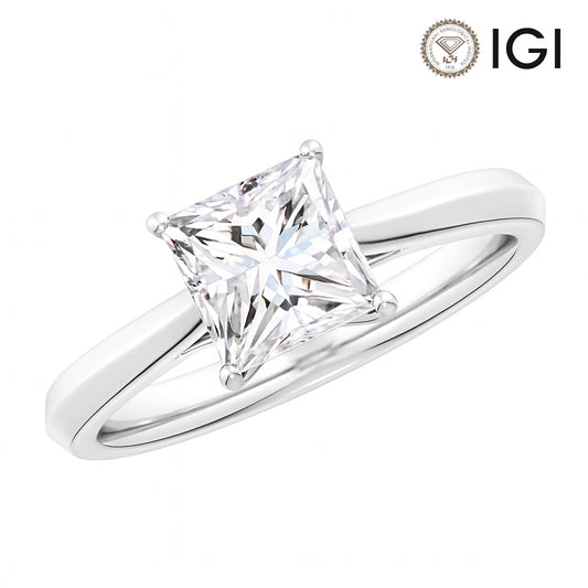 Lab Grown Princess Cut Diamond Tapered Shank Engagement Ring