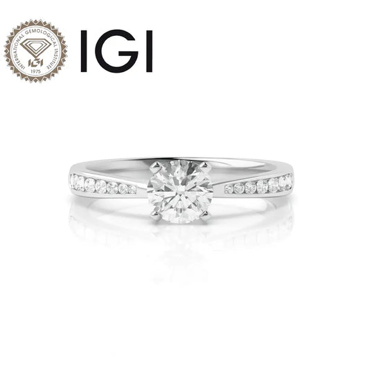 1ct Lab Grown Round Diamond Ring, IGI