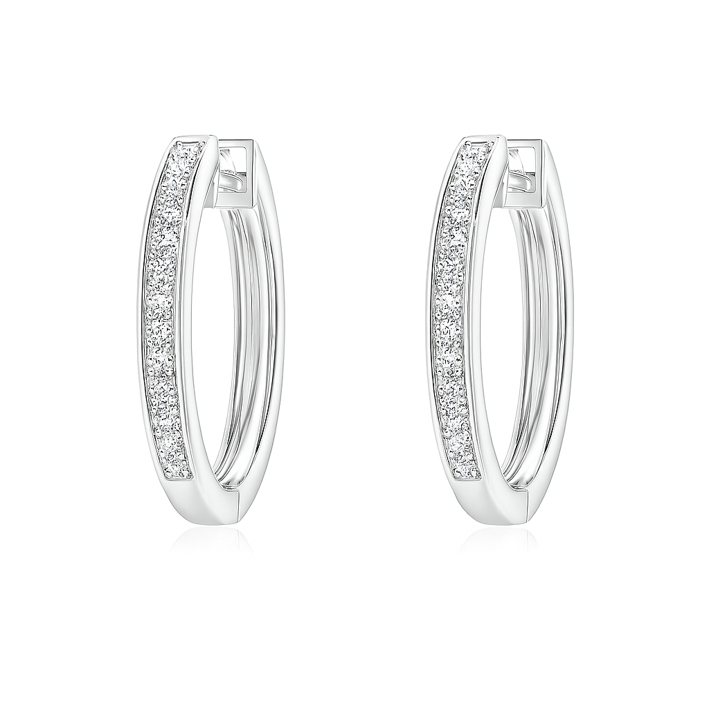 0.50CT Lab-Grown Pave-Set Diamond Hinged Hoop Earrings