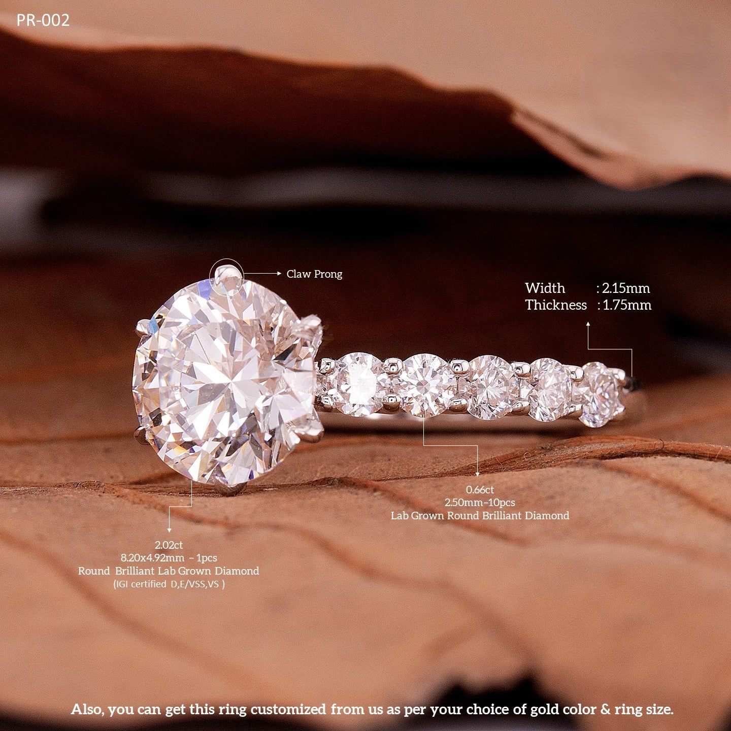 2ct Lab Grown Round Diamond Ring | IGI