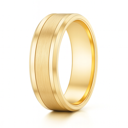 Brushed Finish Men's Plain Wedding Band with Beveled Edges