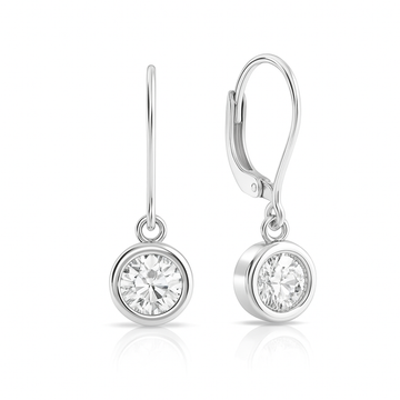 Bezel Setting Round Lab Grown Hoop Stud Drop Diamond Earrings
