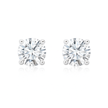 Lab-Grown Basket-Set Solitaire Diamond Stud Earrings