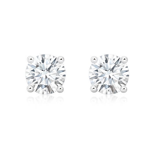 Lab-Grown Basket-Set Solitaire Diamond Stud Earrings