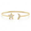 Pave-Set Diamond Star and Moon Flex Bangle