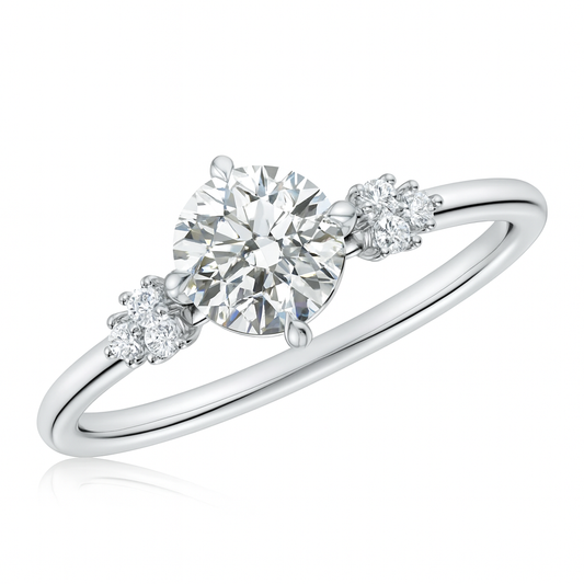 Round Lab-Grown Diamond Engagement Ring with Mixed Cut Accents