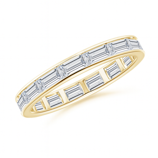 Channel-Set Baguette Diamond Full Eternity Wedding Ring Solid Gold