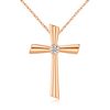 Bezel-Set Solitaire Round Diamond Cross Pendant