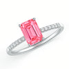Lab Grown Emerald Cut Fancy Intense Pink Diamond Engagement Ring