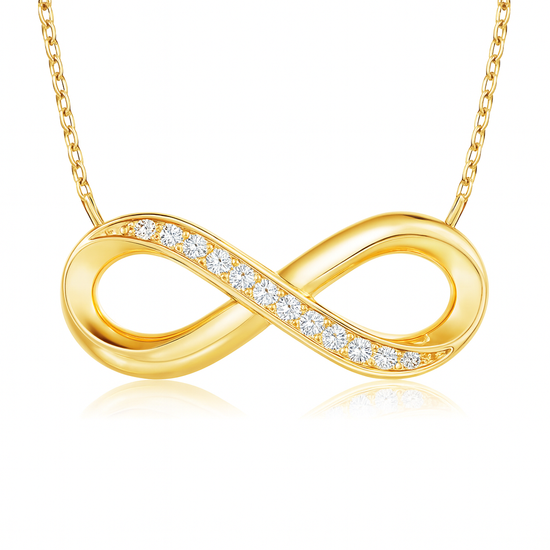 Sideways Pave-Set Diamond Infinity Necklace