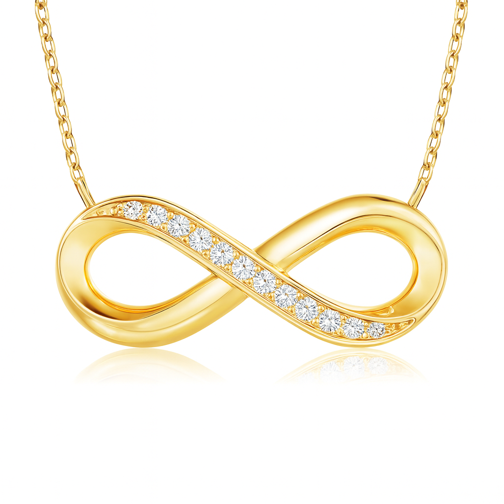 Sideways Pave-Set Diamond Infinity Necklace