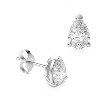 3 Prong Pear Lab Grown Tear Drop Stud Pair Diamond Earrings