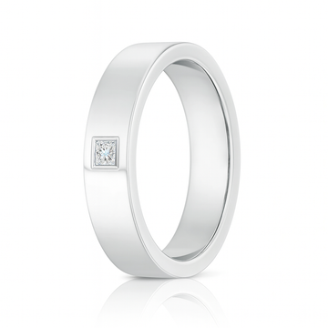 Lab-Grown Gypsy Set Princess-Cut Diamond Men's Wedding Ring