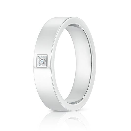 Lab-Grown Gypsy Set Princess-Cut Diamond Men's Wedding Ring