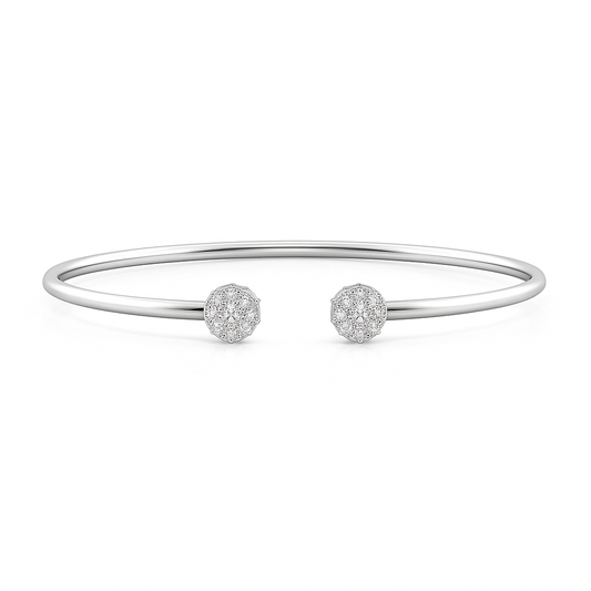 Lab-Grown Diamond Halo Cluster Open Flex Bangle
