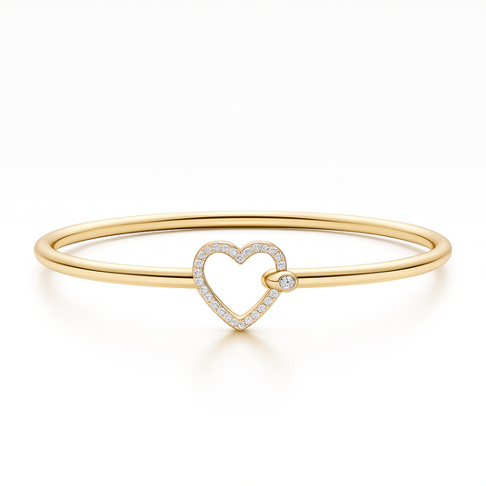 Diamond Open Heart Hook & Eye Flex Bracelet