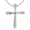 Round Diamond Ribbon Twist Cross Pendant