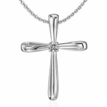 Round Diamond Ribbon Twist Cross Pendant