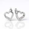 4 Prong Round White Gold Lab Grown Heart Shaped Designer Diamond Earrings