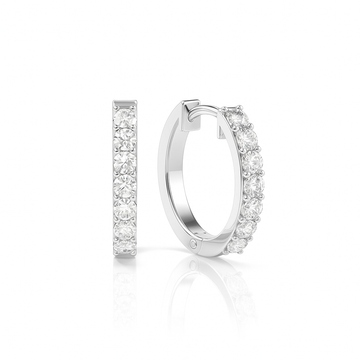 Pave Setting Round Lab Grown Classic Hoop Pair Diamond Earrings