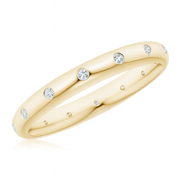 Gypsy-Set Round Diamond Eternity Ring Solid Gold Metal