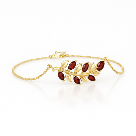 Pear and Marquise Ruby Olive Branch Bracelet