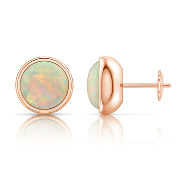 Bezel Set Opal Solitaire Stud Earrings