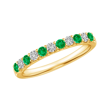 Emerald and diamond half eternity ring