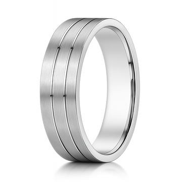 Satin Parallel Grooved Men's Comfort Fit Wedding Band