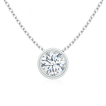 18k Gold Bezel-Set Round Diamond Solitaire Pendant