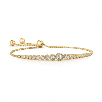 Lab-Grown Graduated Bezel-Set Diamond Bolo Bracelet