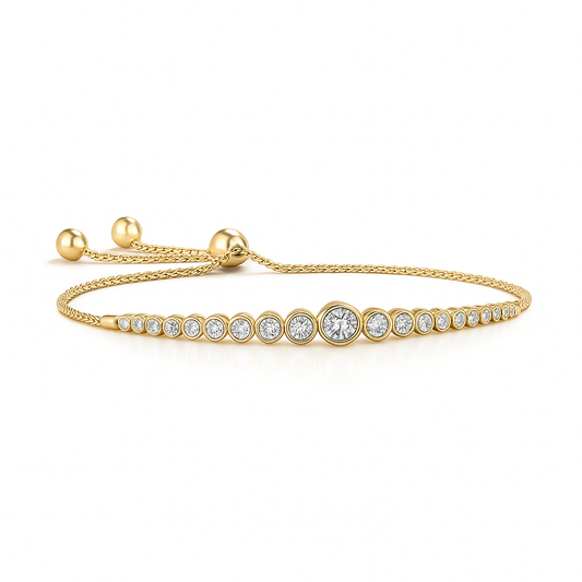 Lab-Grown Graduated Bezel-Set Diamond Bolo Bracelet