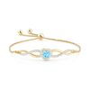 Heart-Shape Aquamarine Infinity Bolo Diamond Gold Bracelet