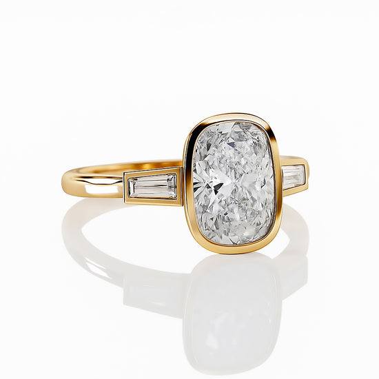 2ct Lab Grown Cushion Diamond Ring | IGI | Bezel Set Ring