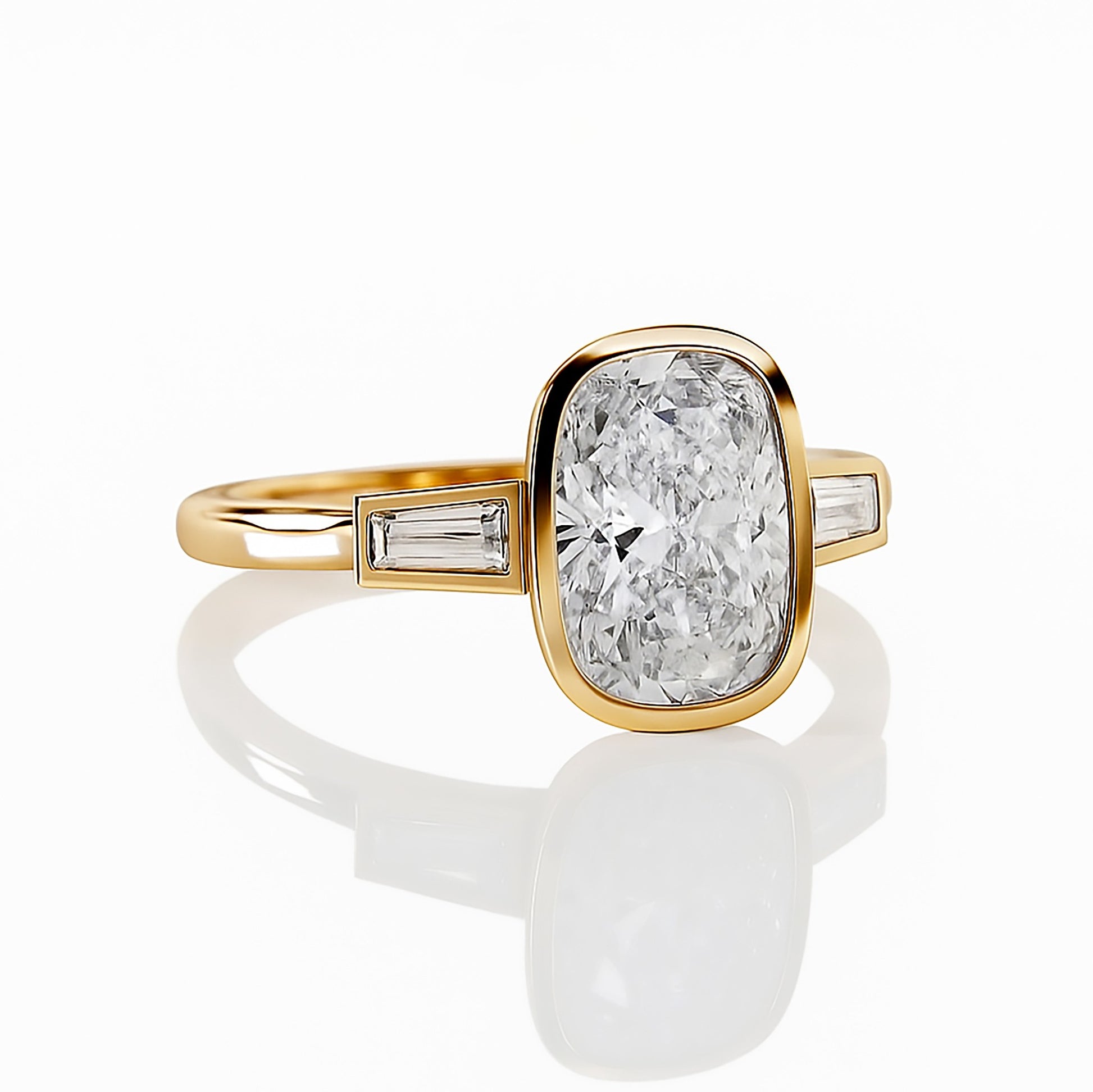 2ct Lab Grown Cushion Diamond Ring | IGI | Bezel Set Ring