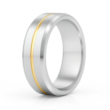 Centre Grooved Matte Finish Wedding Band for Him