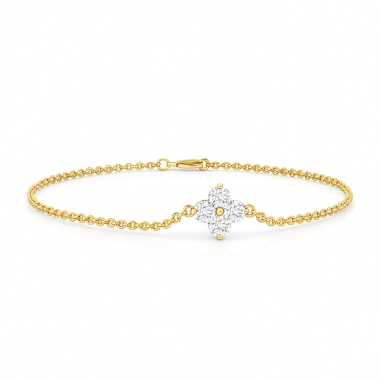Lab-Grown Floral Diamond Cluster Chain Bracelet