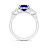 Lab Grown Oval Blue Sapphire Engagement Ring with Diamonds