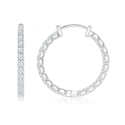 1Cts Lab-Grown Diamond Prong-Set Round Inside Out Hoop Earrings
