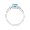 Round Aquamarine and Diamond Twisted Vine Design Engagement Ring