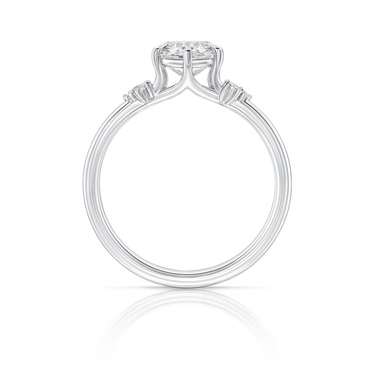 Round Lab-Grown Diamond Engagement Ring with Mixed Cut Accents