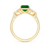 Lab Grown Emerald Cut Emerald Engagement Ring with Diamonds