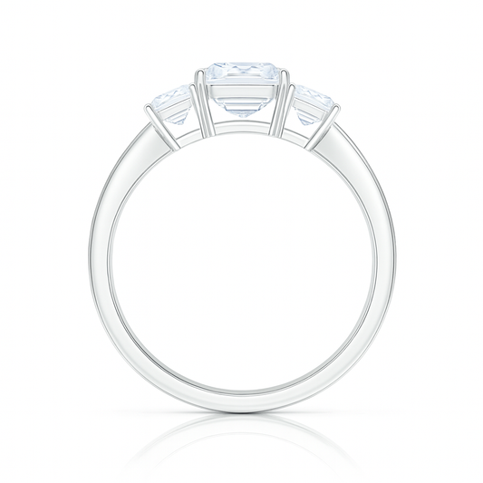 Lab-Grown Emerald-Cut Diamond Three Stone Ring