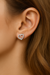 4 Prong Round White Gold Lab Grown Heart Shaped Designer Diamond Earrings