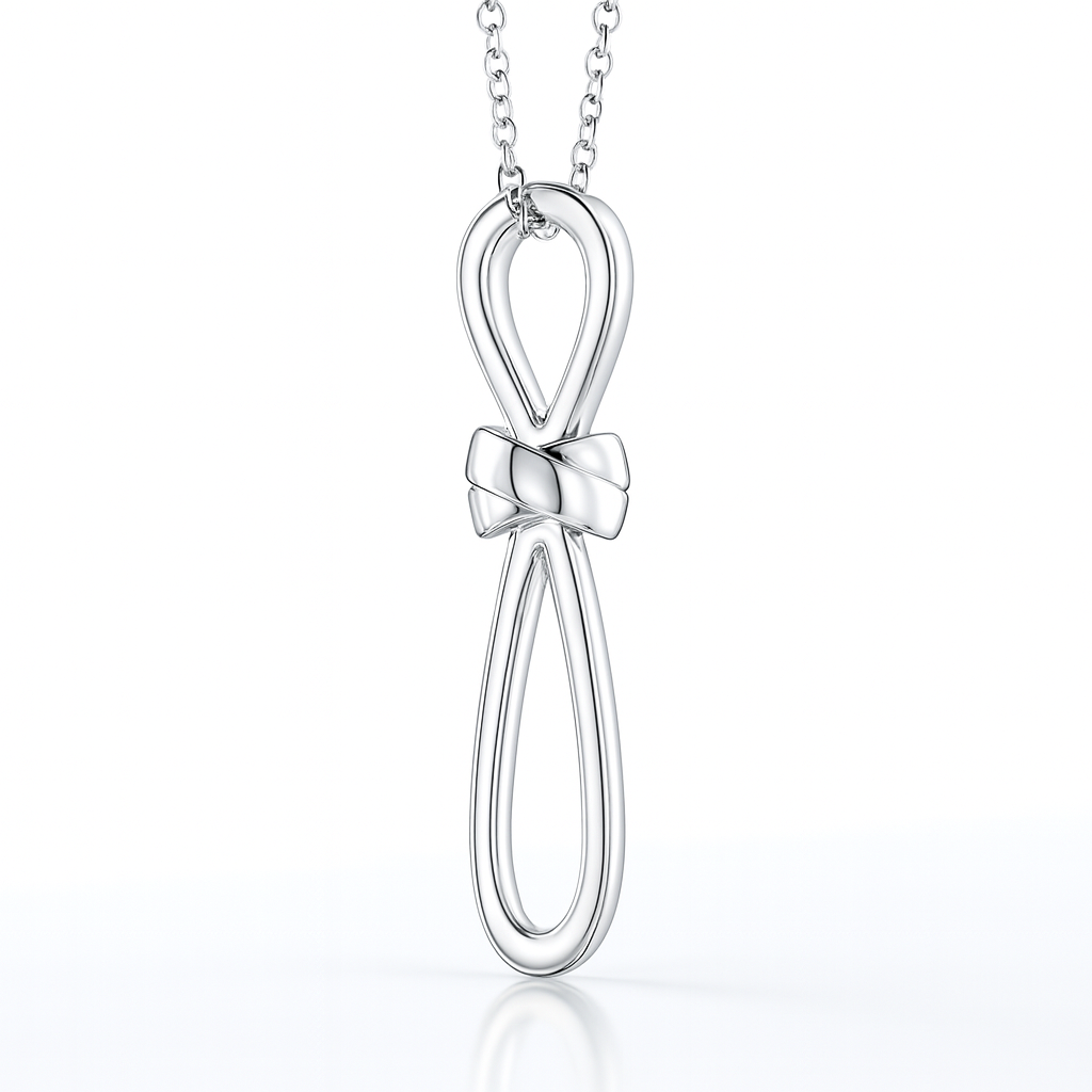 Round Diamond Ribbon Twist Cross Pendant